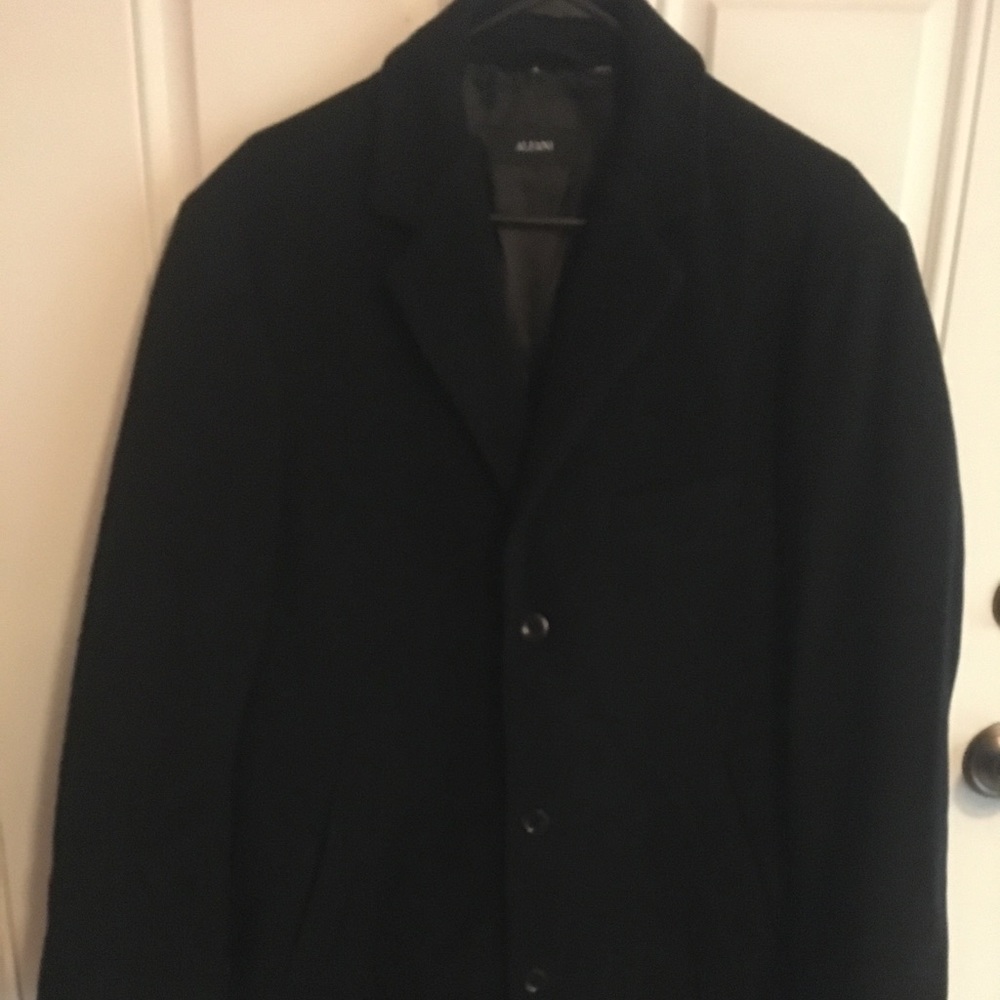 Men's Alfani Black Wool Blend Top Coat, Size M
